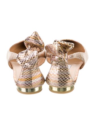 Aquazzura Leather Animal Print Slingback Flats