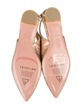 Aquazzura Leather Animal Print Slingback Flats