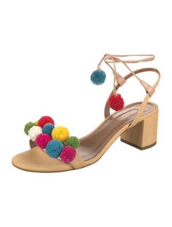 Aquazzura Canvas Colorblock Pattern Sandals