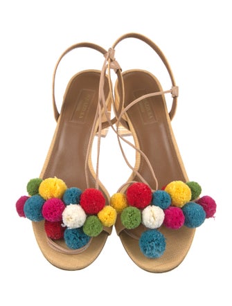 Aquazzura Canvas Colorblock Pattern Sandals