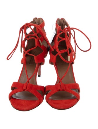 Aquazzura Suede T-Strap Pumps