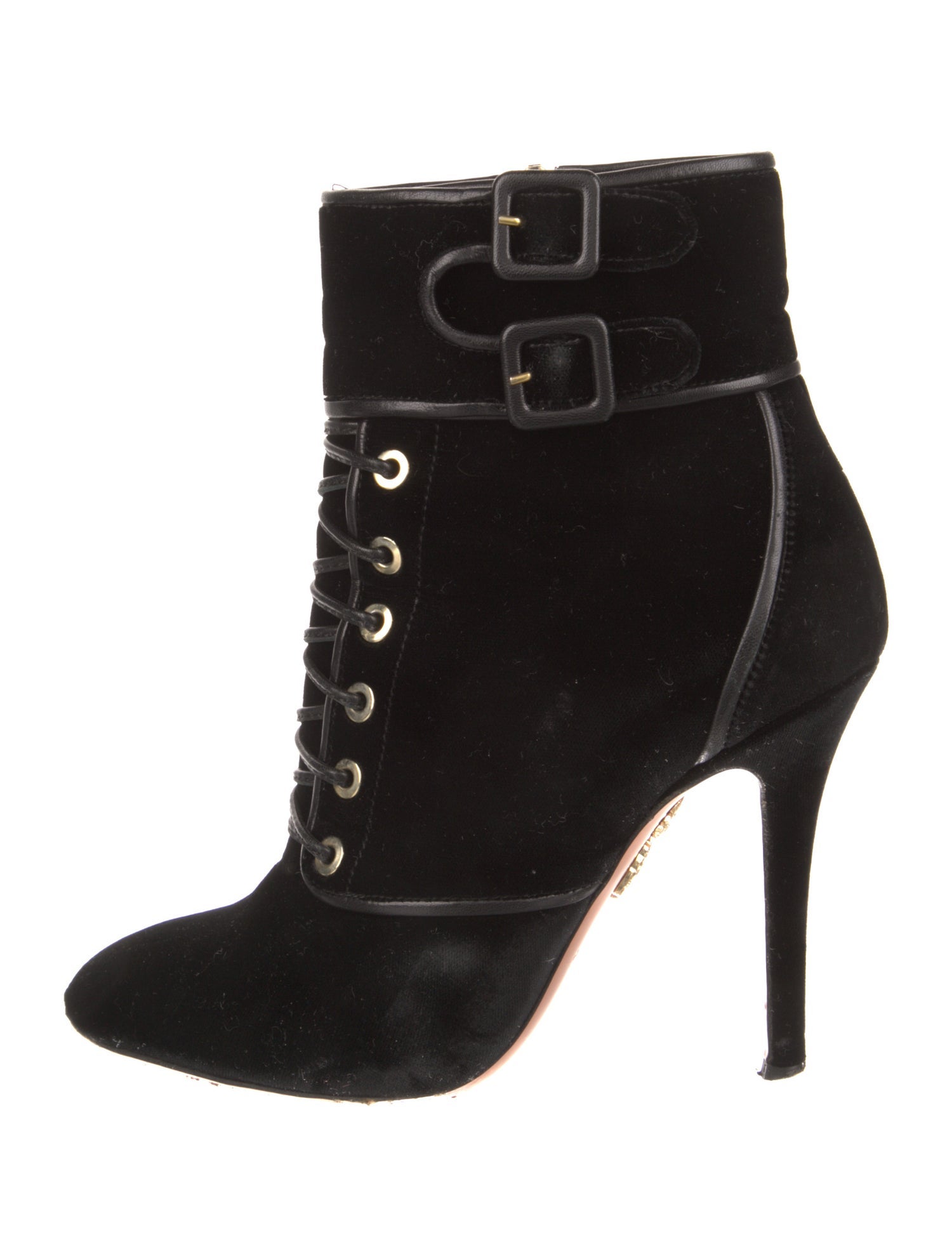 Aquazzura Velvet Lace-Up Boots