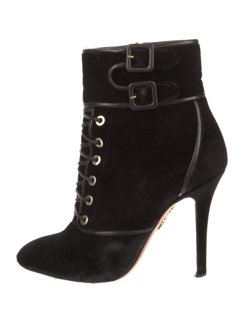 Aquazzura Velvet Lace-Up Boots