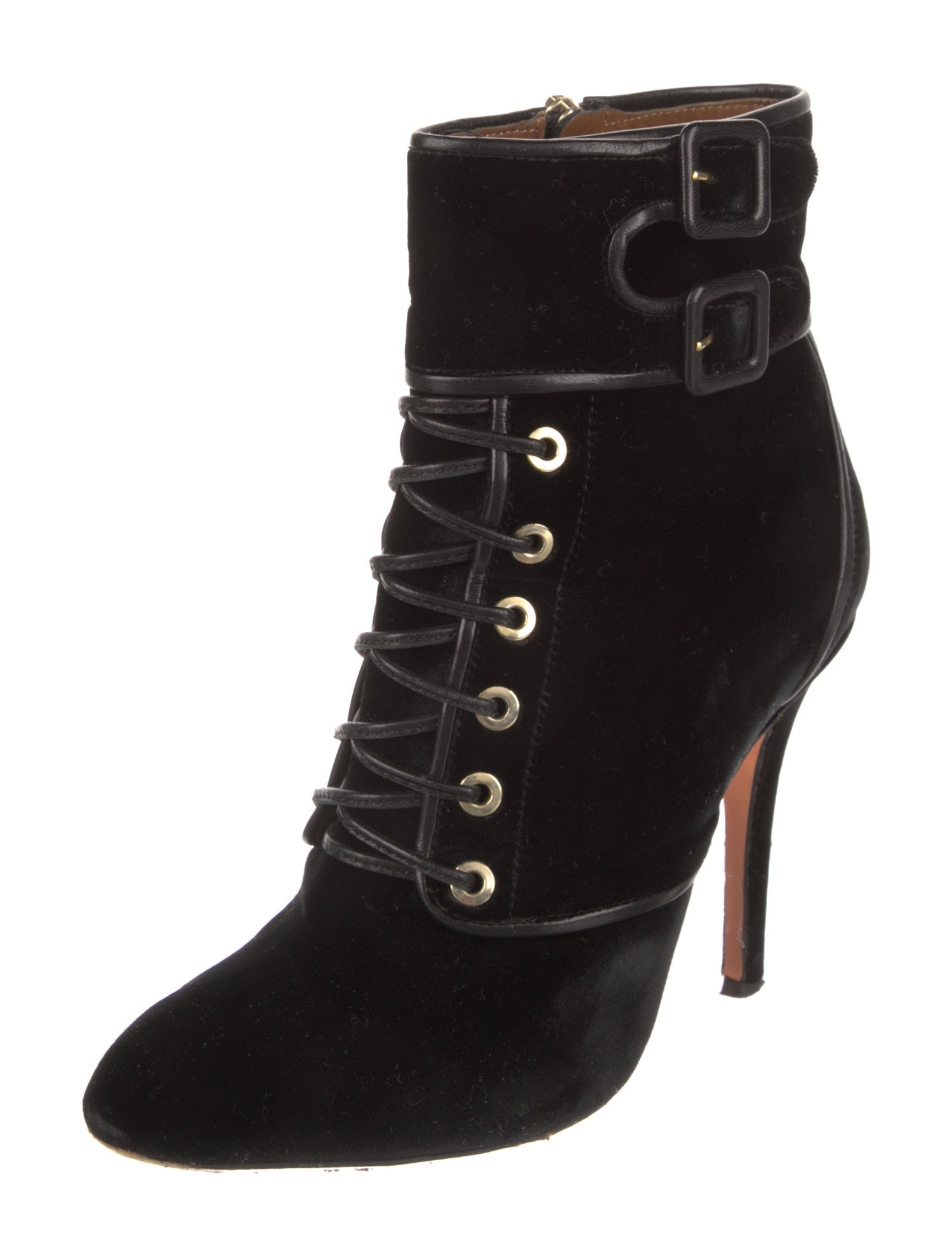 Aquazzura Velvet Lace-Up Boots