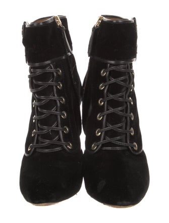 Aquazzura Velvet Lace-Up Boots