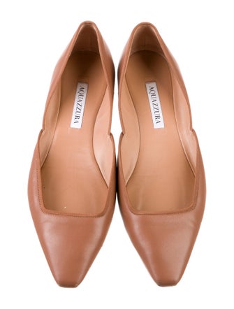 Aquazzura Leather Grosgrain Trim Ballet Flats