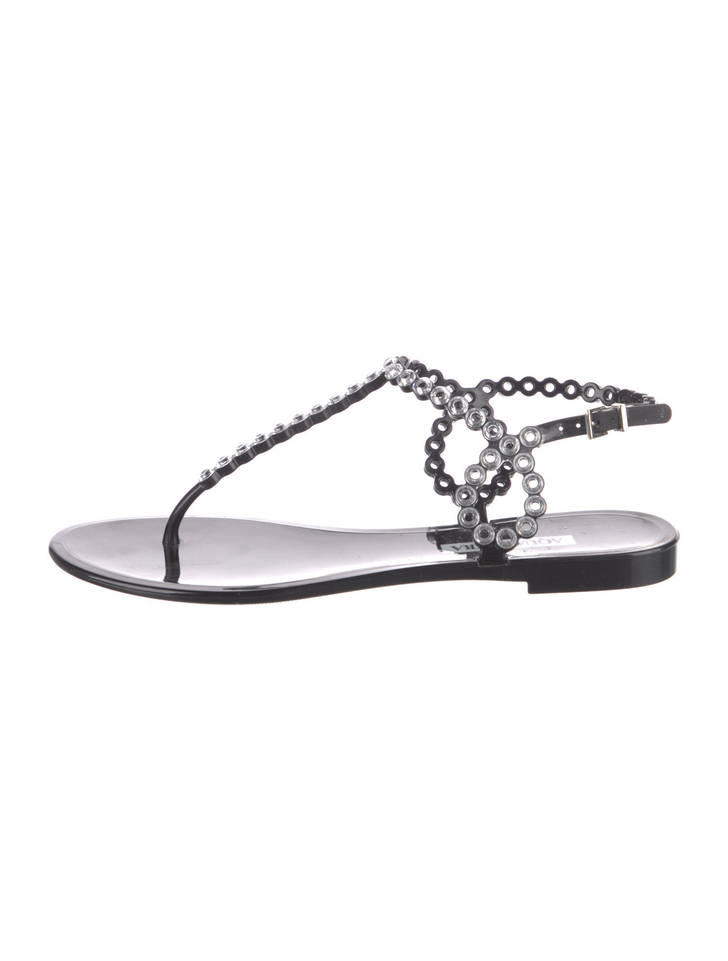 Aquazzura Rubber Crystal Embellishments T-Strap Sandals