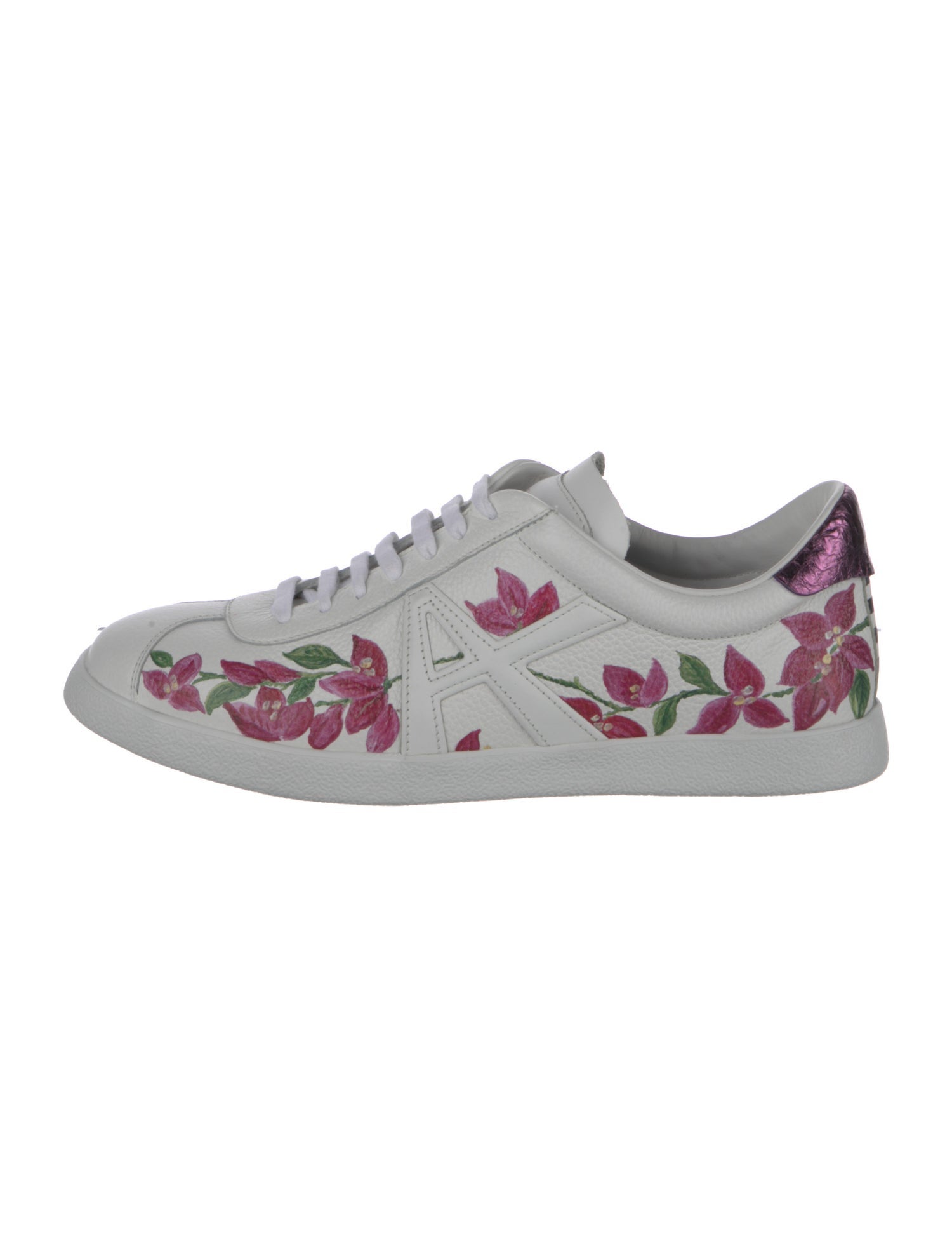 Aquazzura Leather Floral Print Sneakers