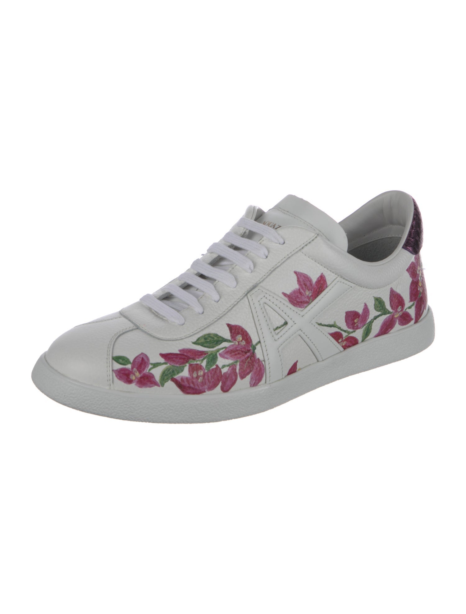 Aquazzura Leather Floral Print Sneakers