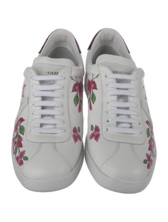 Aquazzura Leather Floral Print Sneakers