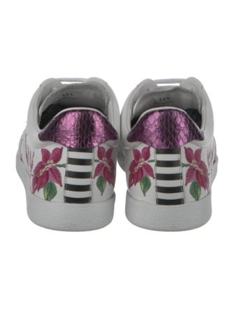 Aquazzura Leather Floral Print Sneakers
