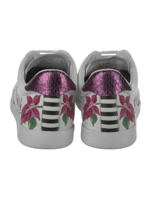 Aquazzura Leather Floral Print Sneakers