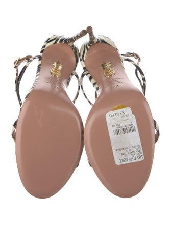 Aquazzura Leather Animal Print Slingback Sandals
