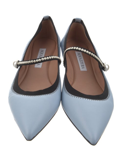 Aquazzura Leather Beaded Accents Mary Jane Flats