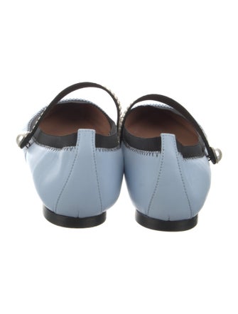 Aquazzura Leather Beaded Accents Mary Jane Flats