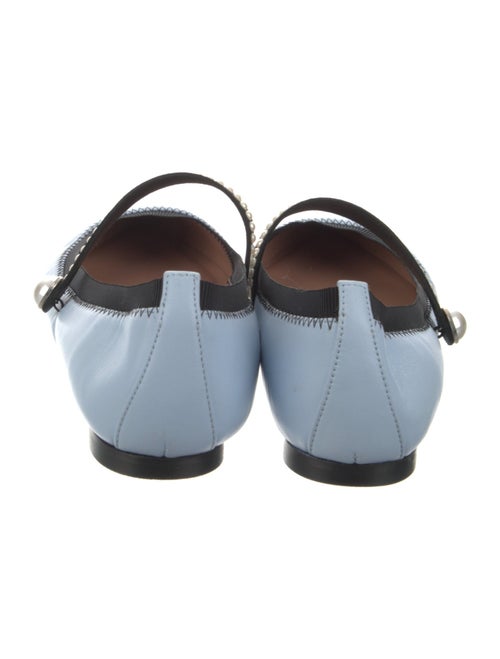 Aquazzura Leather Beaded Accents Mary Jane Flats