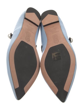 Aquazzura Leather Beaded Accents Mary Jane Flats