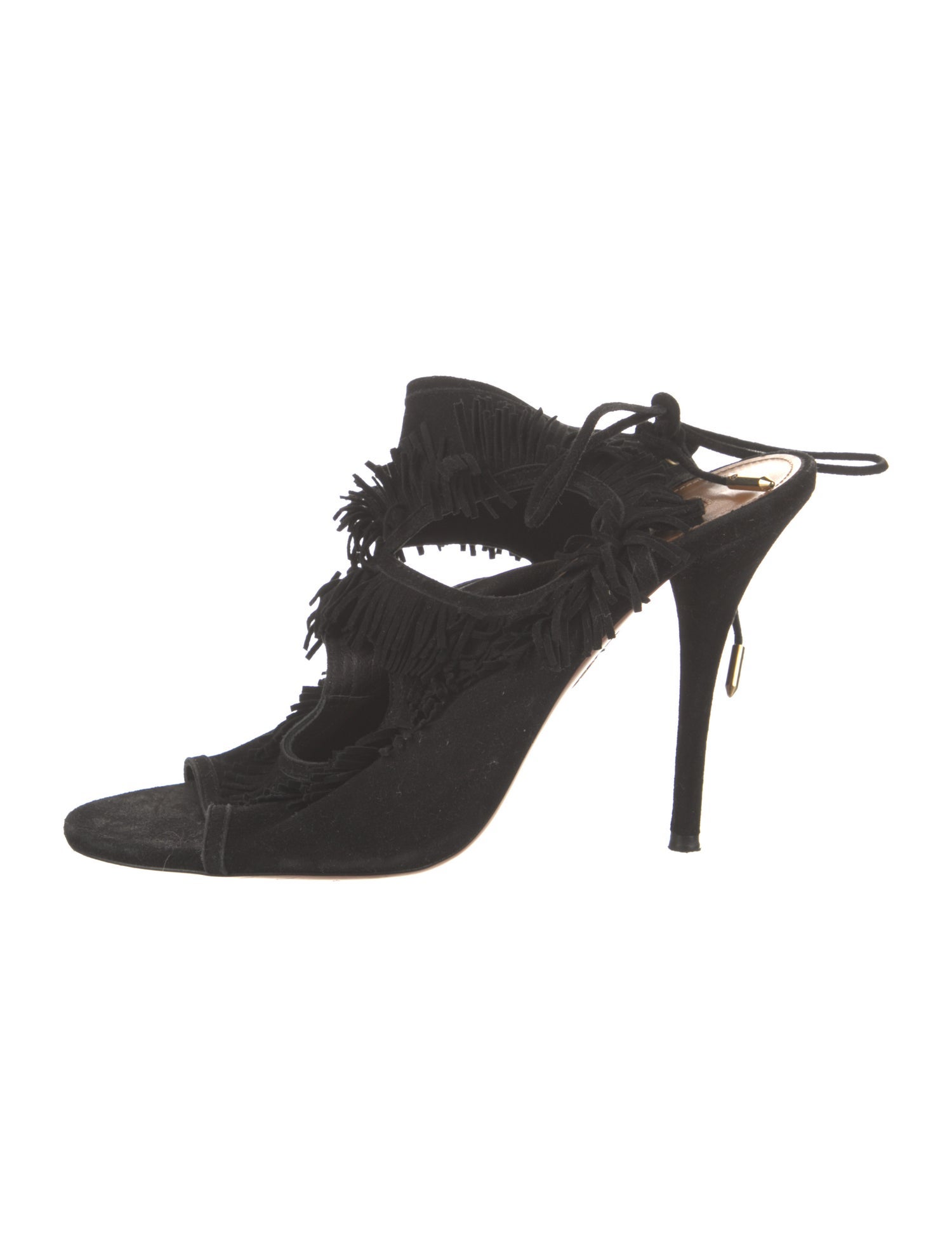 Aquazzura Suede Fringe Trim Accent Sandals
