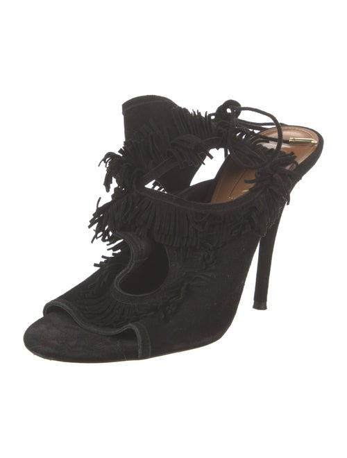 Aquazzura Suede Fringe Trim Accent Sandals