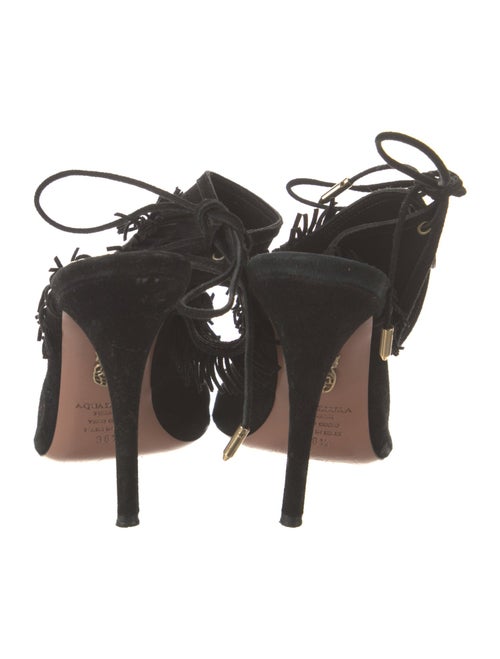 Aquazzura Suede Fringe Trim Accent Sandals