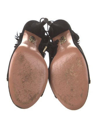 Aquazzura Suede Fringe Trim Accent Sandals