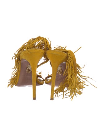 Aquazzura Suede Fringe Trim Accent Sandals