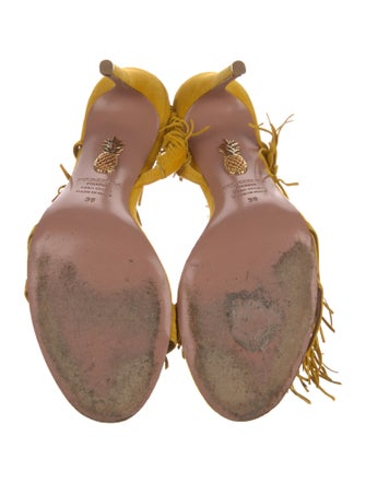 Aquazzura Suede Fringe Trim Accent Sandals