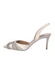 Aquazzura Satin Crystal Embellishments Slingback Pumps