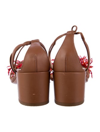 Aquazzura Leather Beaded Accents Sandals