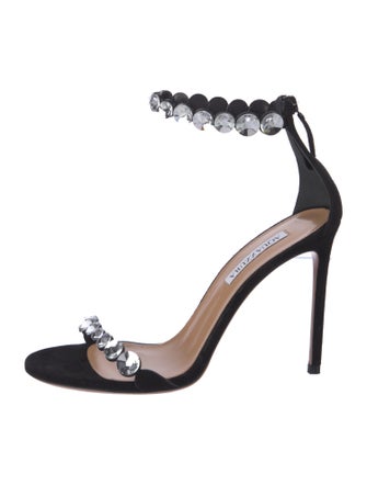 Aquazzura Leather Crystal Embellishments Sandals