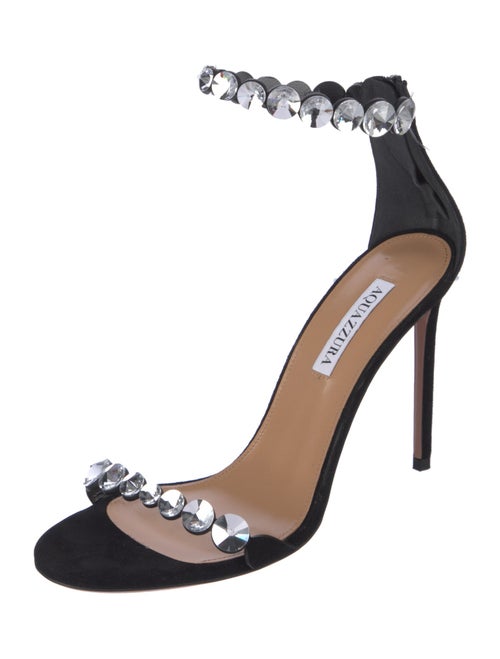 Aquazzura Leather Crystal Embellishments Sandals