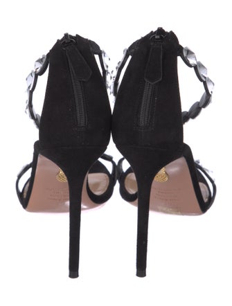 Aquazzura Leather Crystal Embellishments Sandals
