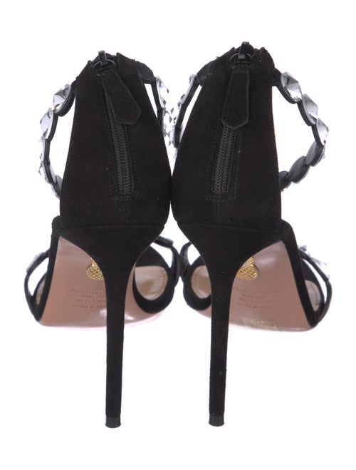 Aquazzura Leather Crystal Embellishments Sandals