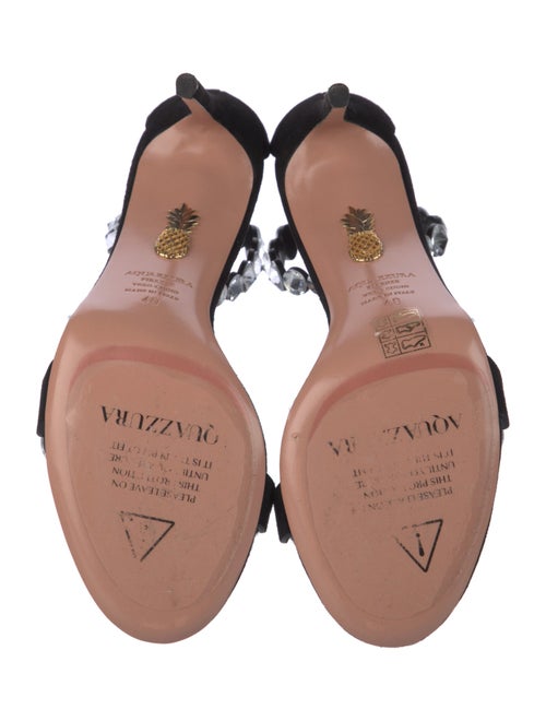 Aquazzura Leather Crystal Embellishments Sandals