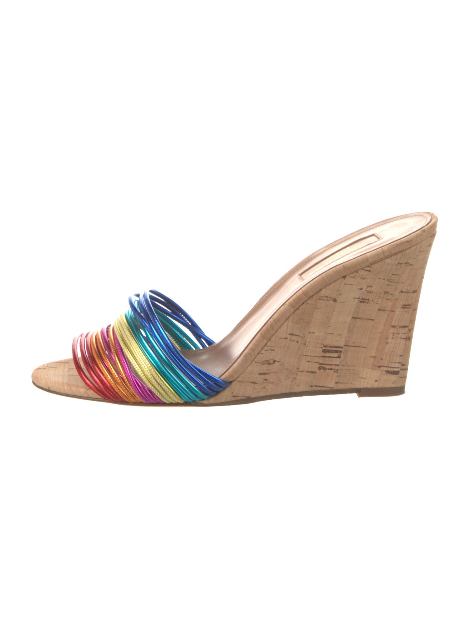 Aquazzura Leather Colorblock Pattern Slides