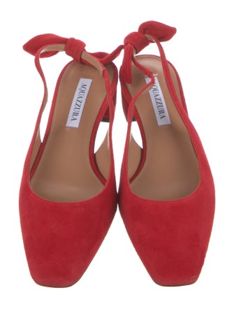 Aquazzura Suede Leather Trim Embellishment Slingback Pumps