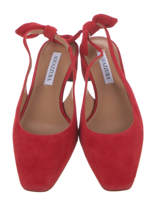 Aquazzura Suede Leather Trim Embellishment Slingback Pumps