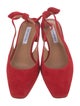 Aquazzura Suede Leather Trim Embellishment Slingback Pumps