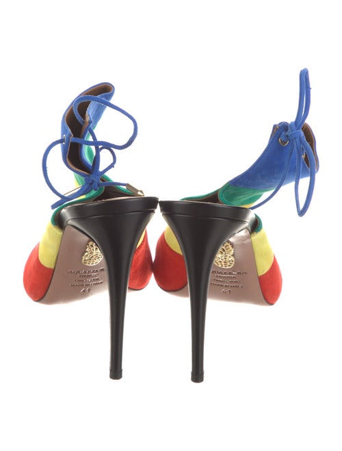 Aquazzura Suede Colorblock Pattern Mules