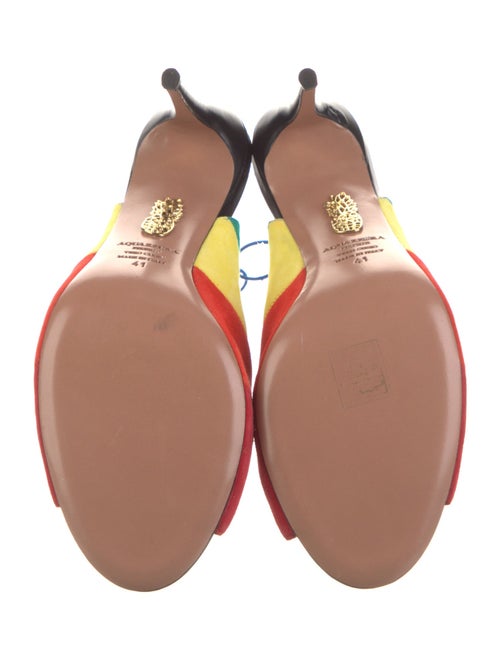 Aquazzura Suede Colorblock Pattern Mules