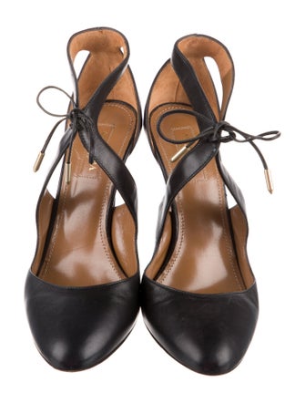 Aquazzura Leather Printed D'Orsay Pumps