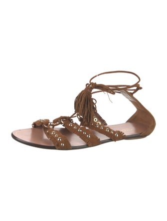 Aquazzura Suede Studded Accents Gladiator Sandals