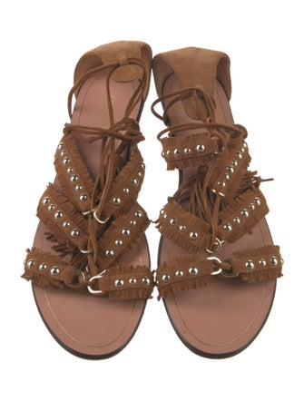 Aquazzura Suede Studded Accents Gladiator Sandals