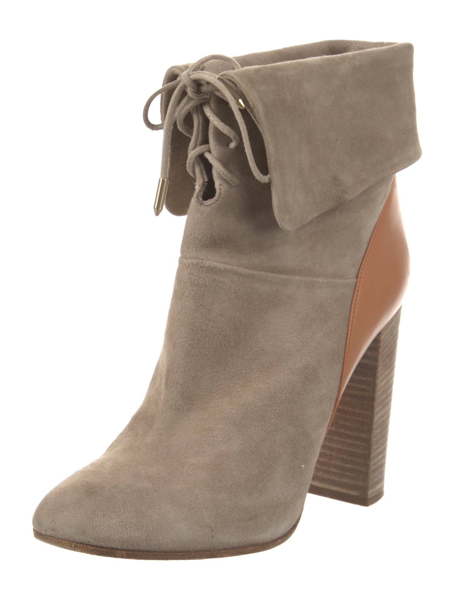 Aquazzura Suede Leather Trim Embellishment Lace-Up Boots