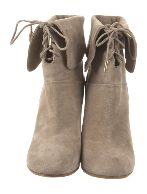 Aquazzura Suede Leather Trim Embellishment Lace-Up Boots