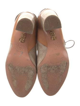 Aquazzura Suede Leather Trim Embellishment Lace-Up Boots