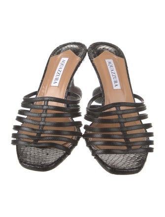 Aquazzura Snakeskin Cutout Accent Slides