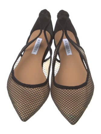 Aquazzura Mesh Lace Pattern Slingback Flats