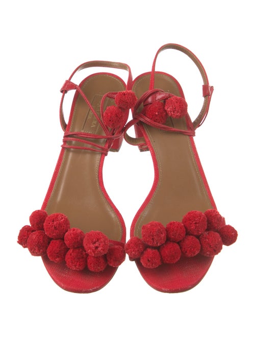 Aquazzura Canvas Pom-Pom Embellishments Sandals
