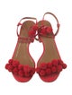Aquazzura Canvas Pom-Pom Embellishments Sandals